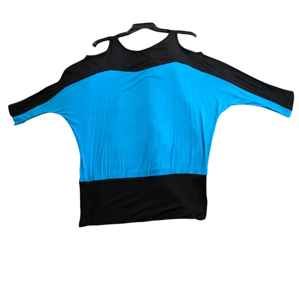 Cable & Gauge Blue and Black Blouse Elegant Design Size S - Picture 5 of 13